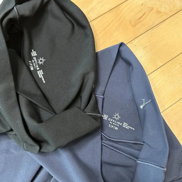 Set of TWO Black & Navy Offline by AERIE Hi-Rise 7/8 Leggings - Small - Picture 6 of 11